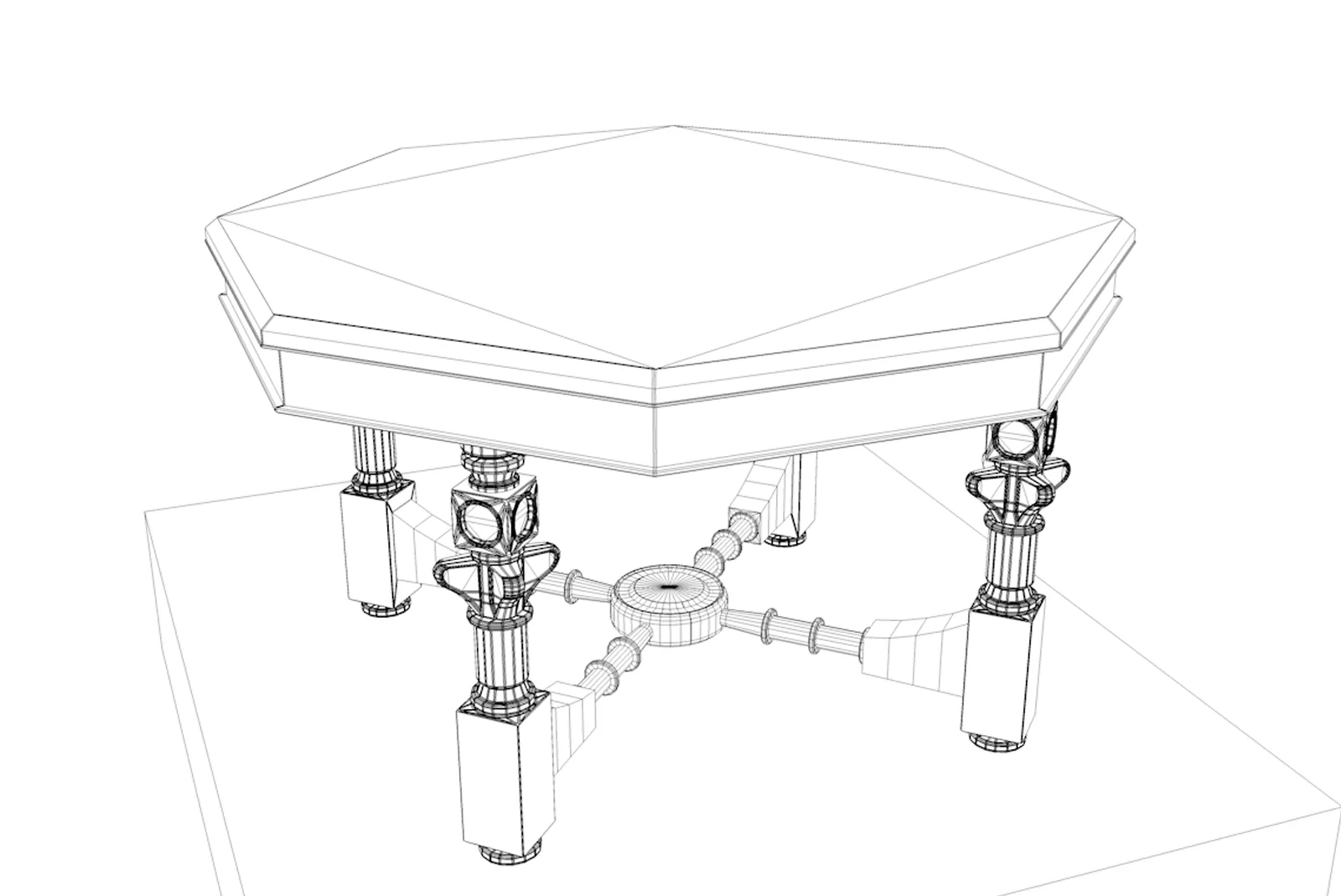 鹿鳴館 家具 3DCG復元ラインモデル